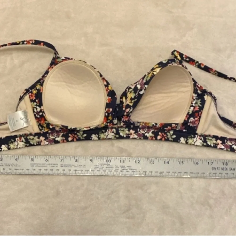Kona Sol Navy Floral Bikini Top
